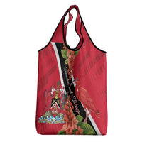 Trinidad and Tobago Grocery Bag Scarlet Ibis With Chaconia Flower