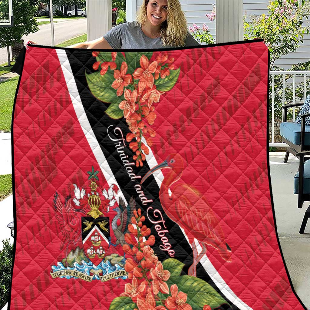 Trinidad and Tobago Quilt Scarlet Ibis With Chaconia Flower - Wonder Print Shop