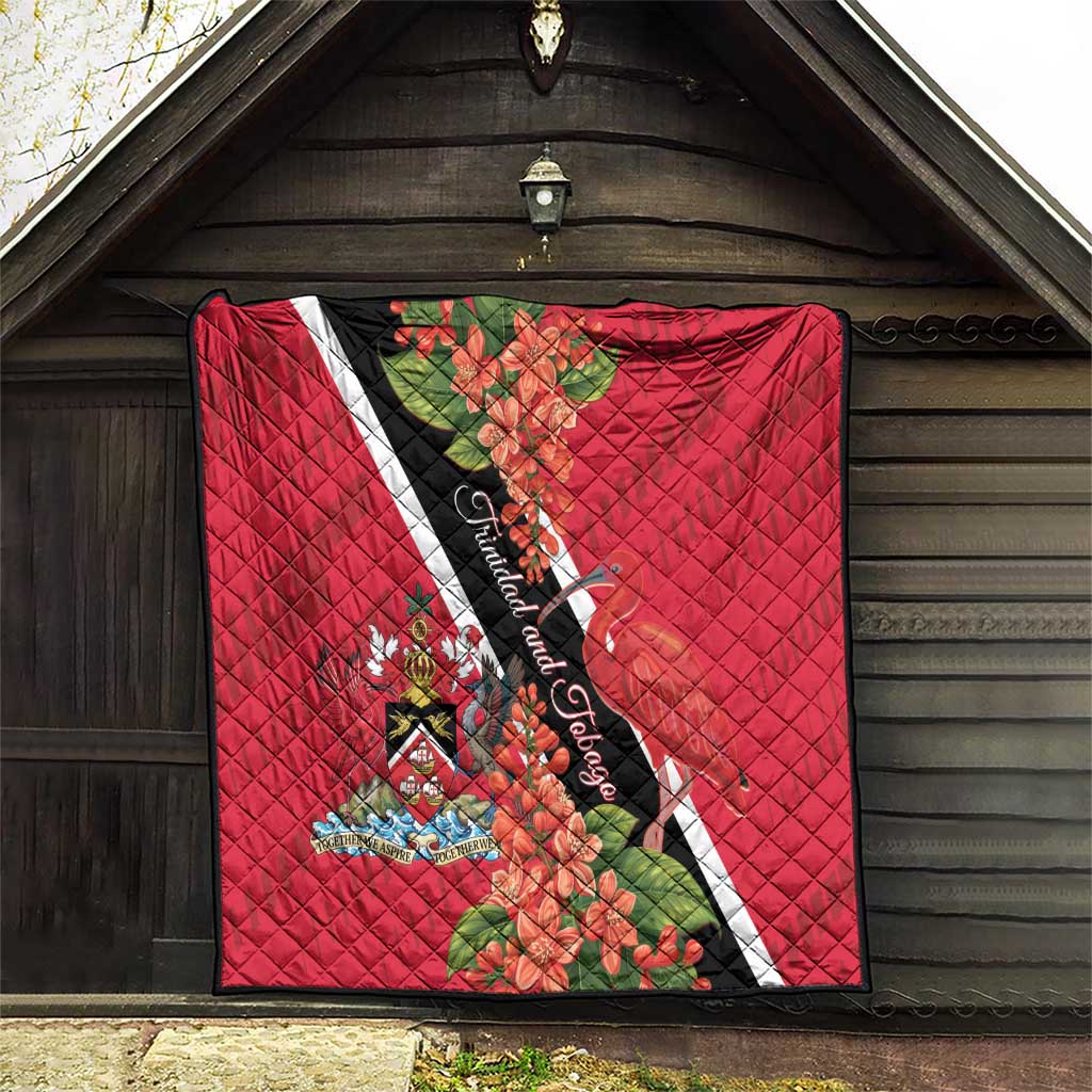 Trinidad and Tobago Quilt Scarlet Ibis With Chaconia Flower - Wonder Print Shop