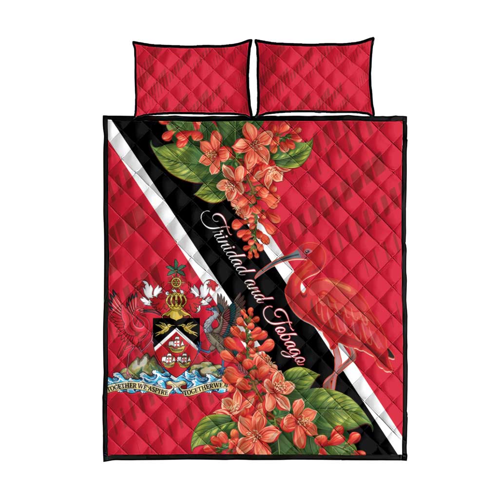 Trinidad and Tobago Quilt Bed Set Scarlet Ibis With Chaconia Flower - Wonder Print Shop