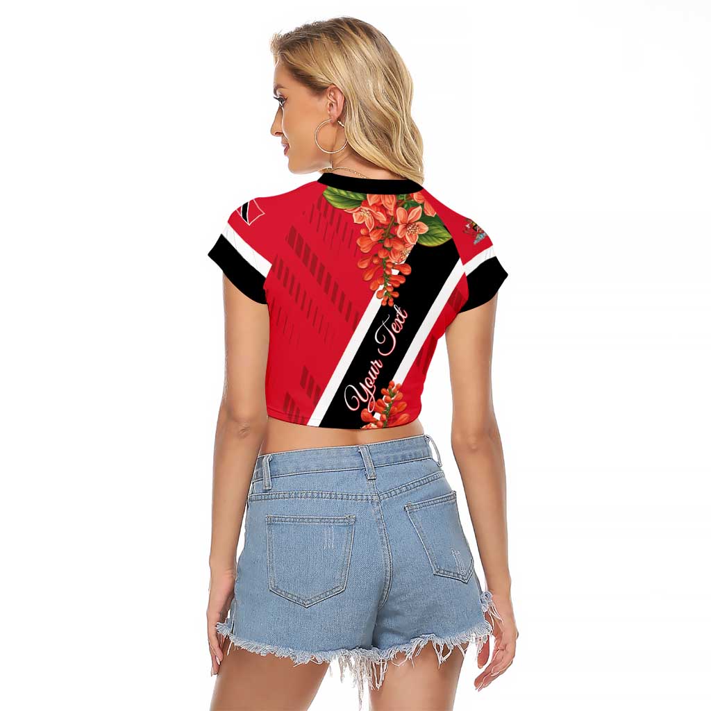 Trinidad and Tobago Raglan Cropped T Shirt Scarlet Ibis With Chaconia Flower - Wonder Print Shop