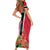 Trinidad and Tobago Short Sleeve Bodycon Dress Scarlet Ibis With Chaconia Flower LT01