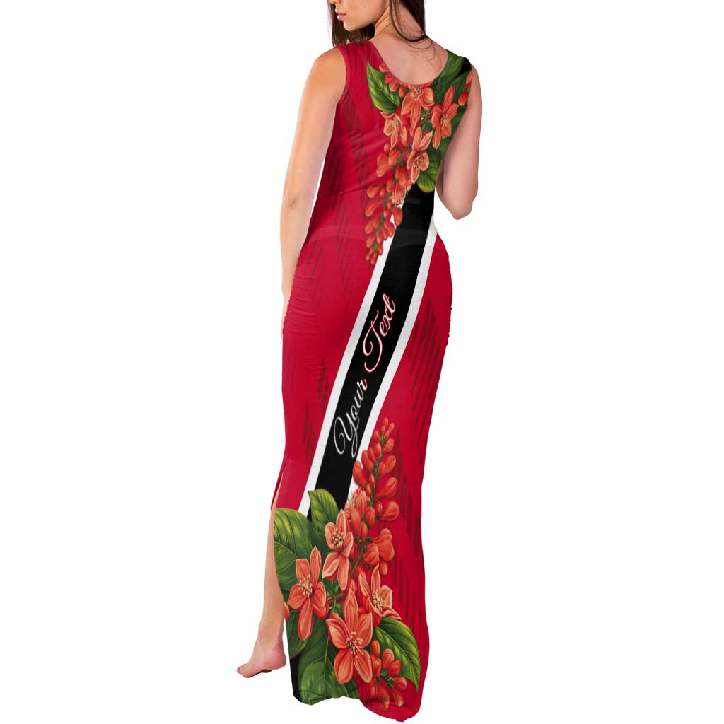 Trinidad and Tobago Tank Maxi Dress Scarlet Ibis With Chaconia Flower - Wonder Print Shop