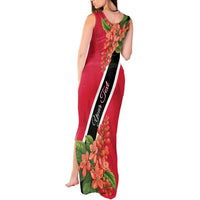 Trinidad and Tobago Tank Maxi Dress Scarlet Ibis With Chaconia Flower - Wonder Print Shop