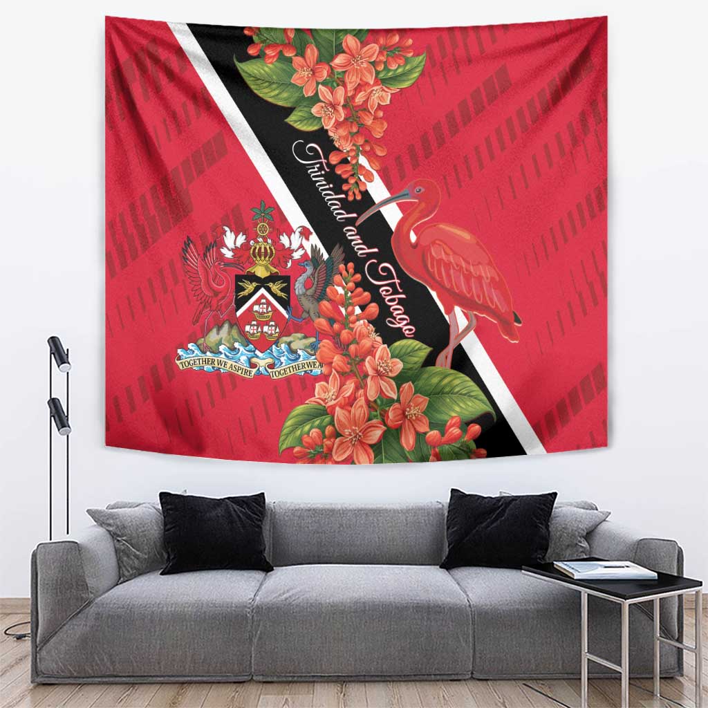 Trinidad and Tobago Tapestry Scarlet Ibis With Chaconia Flower - Wonder Print Shop