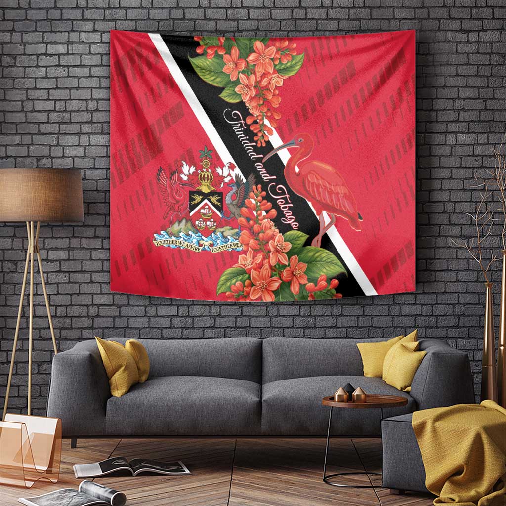Trinidad and Tobago Tapestry Scarlet Ibis With Chaconia Flower - Wonder Print Shop