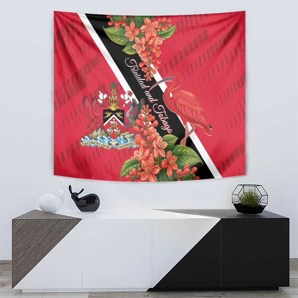 Trinidad and Tobago Tapestry Scarlet Ibis With Chaconia Flower - Wonder Print Shop
