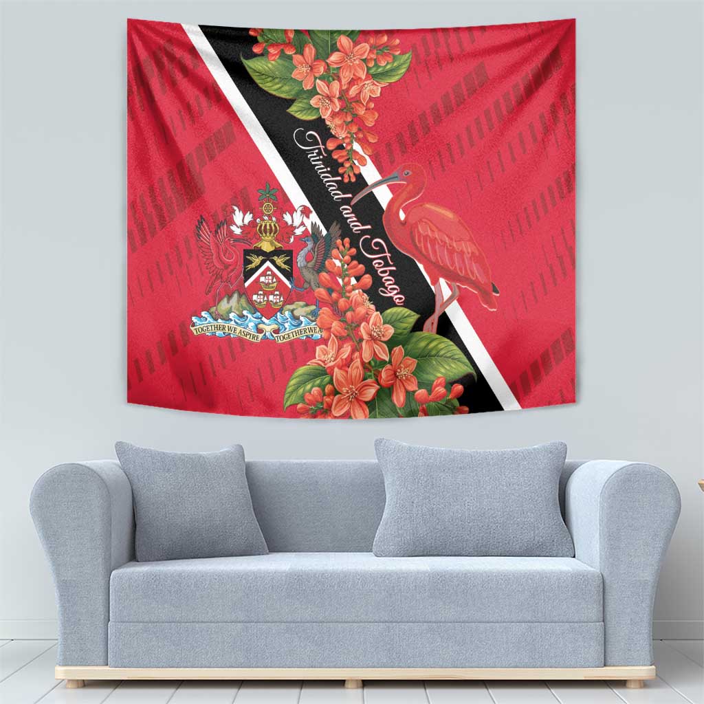Trinidad and Tobago Tapestry Scarlet Ibis With Chaconia Flower - Wonder Print Shop