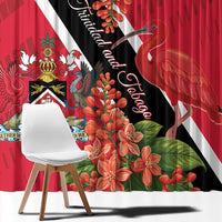 Trinidad and Tobago Window Curtain Scarlet Ibis With Chaconia Flower - Wonder Print Shop