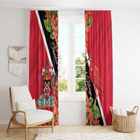 Trinidad and Tobago Window Curtain Scarlet Ibis With Chaconia Flower - Wonder Print Shop