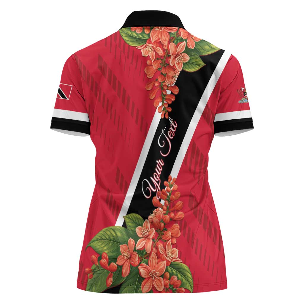Trinidad and Tobago Women Polo Shirt Scarlet Ibis With Chaconia Flower - Wonder Print Shop