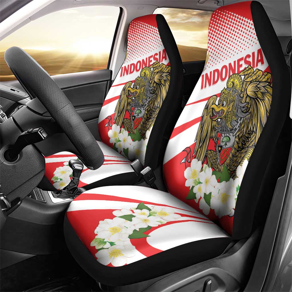 Indonesia Car Seat Cover Javan Hawk Eagle Melati Flower - Wonder Print Shop