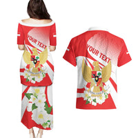 Indonesia Couples Matching Puletasi and Hawaiian Shirt Javan Hawk Eagle Melati Flower - Wonder Print Shop