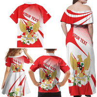 Indonesia Family Matching Off Shoulder Maxi Dress and Hawaiian Shirt Javan Hawk Eagle Melati Flower - Wonder Print Shop