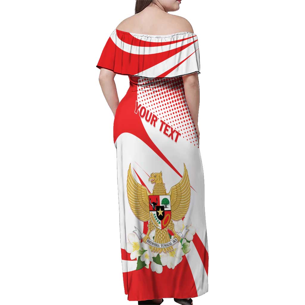 Indonesia Family Matching Off Shoulder Maxi Dress and Hawaiian Shirt Javan Hawk Eagle Melati Flower - Wonder Print Shop