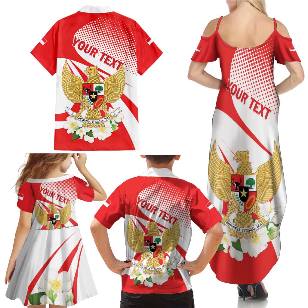 Indonesia Family Matching Summer Maxi Dress and Hawaiian Shirt Javan Hawk Eagle Melati Flower - Wonder Print Shop