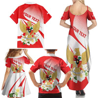 Indonesia Family Matching Summer Maxi Dress and Hawaiian Shirt Javan Hawk Eagle Melati Flower - Wonder Print Shop