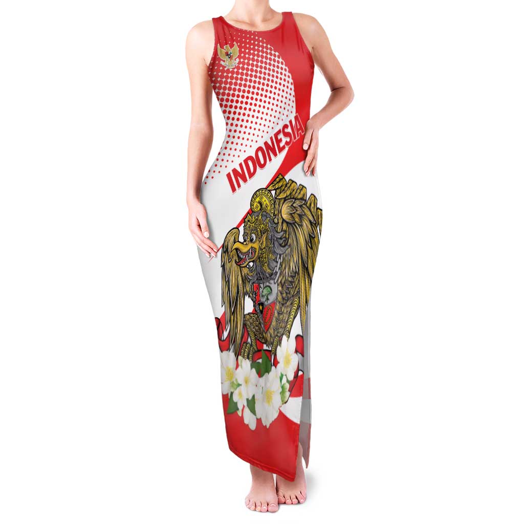 Indonesia Family Matching Tank Maxi Dress and Hawaiian Shirt Javan Hawk Eagle Melati Flower - Wonder Print Shop