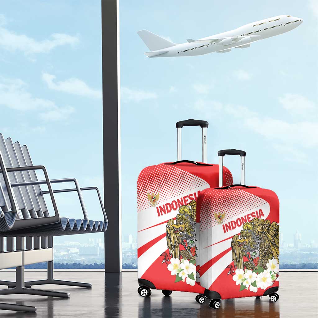 Indonesia Luggage Cover Javan Hawk Eagle Melati Flower - Wonder Print Shop