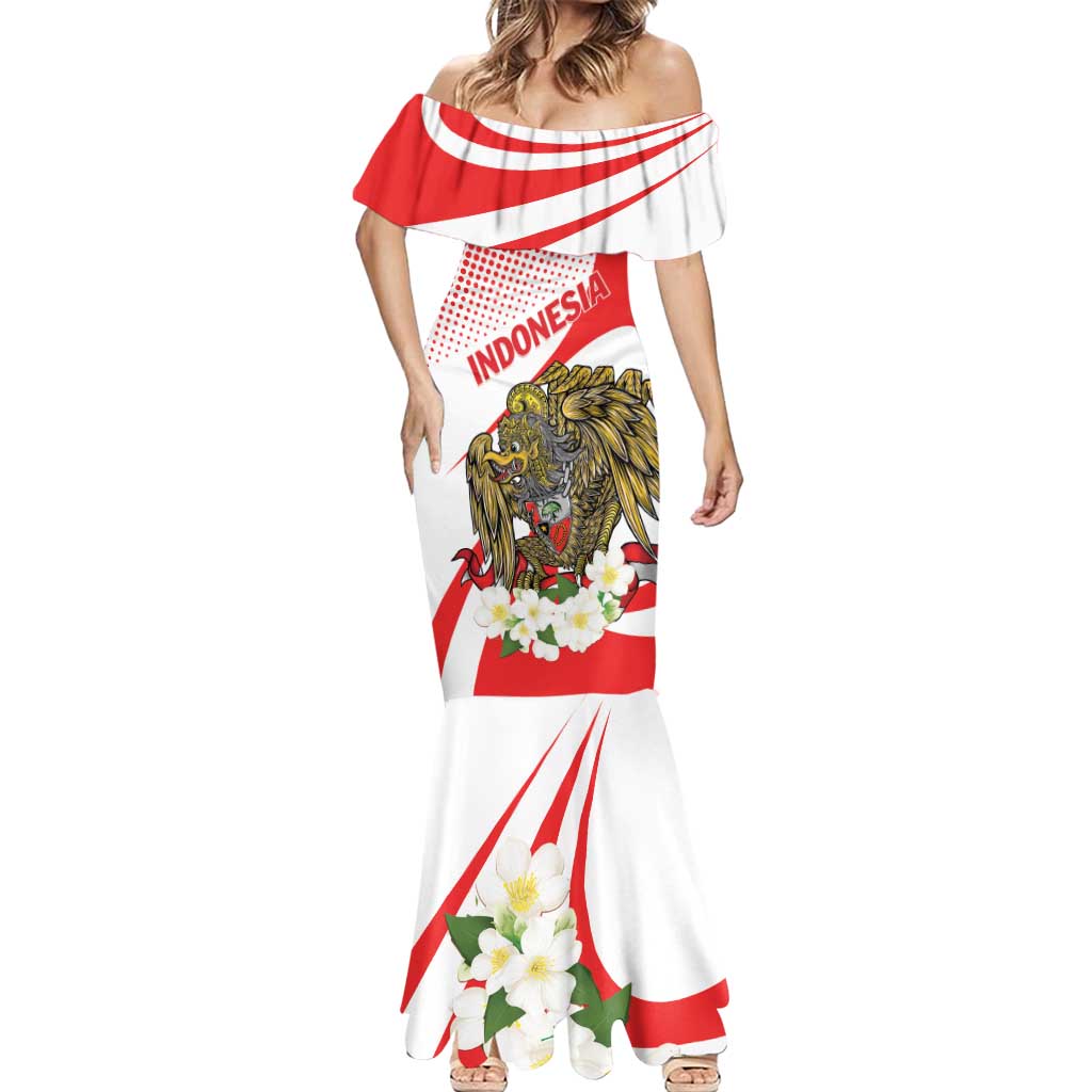 Indonesia Mermaid Dress Javan Hawk Eagle Melati Flower - Wonder Print Shop