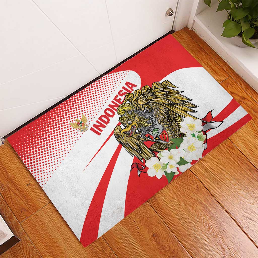 Indonesia Rubber Doormat Javan Hawk Eagle Melati Flower - Wonder Print Shop