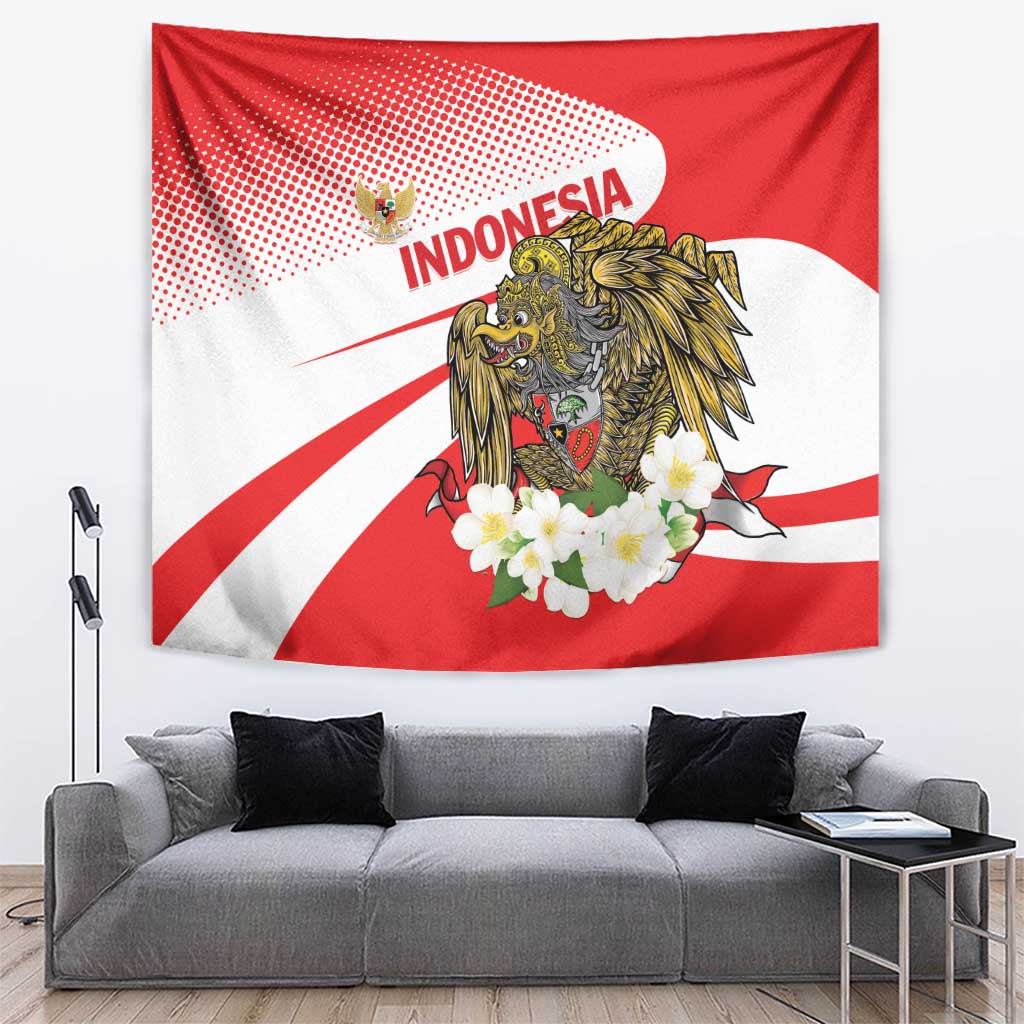 Indonesia Tapestry Javan Hawk Eagle Melati Flower - Wonder Print Shop
