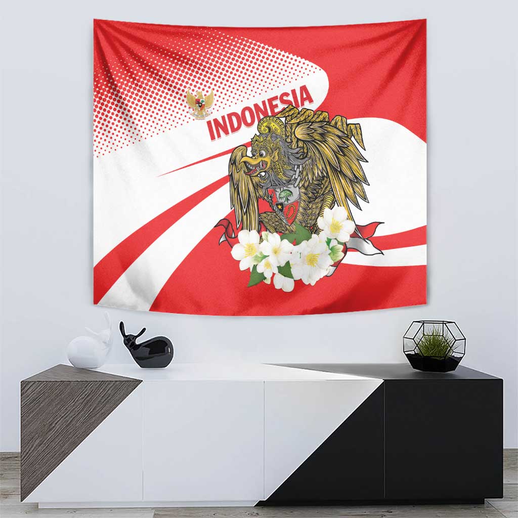 Indonesia Tapestry Javan Hawk Eagle Melati Flower - Wonder Print Shop