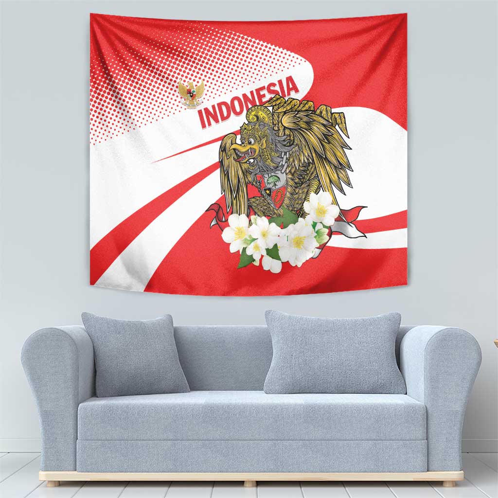 Indonesia Tapestry Javan Hawk Eagle Melati Flower - Wonder Print Shop