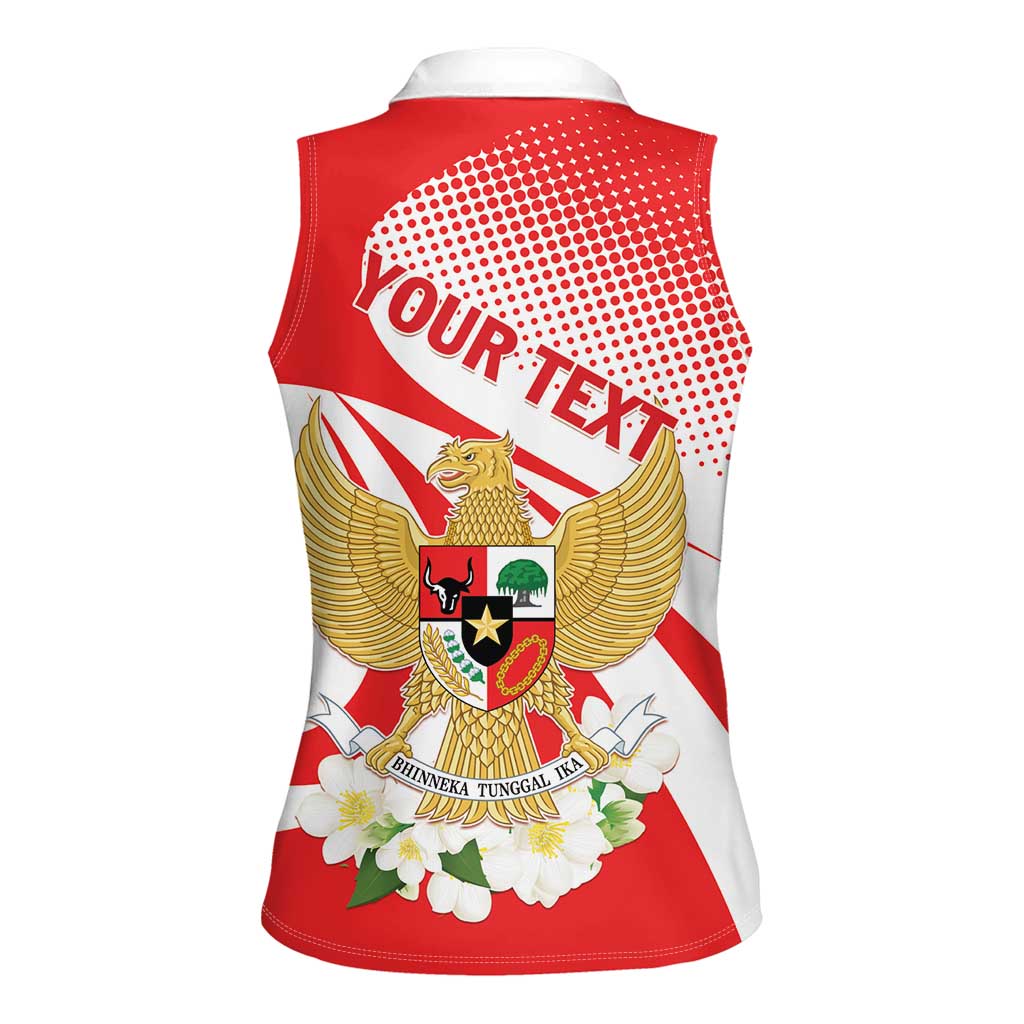 Indonesia Women Sleeveless Polo Shirt Javan Hawk Eagle Melati Flower - Wonder Print Shop