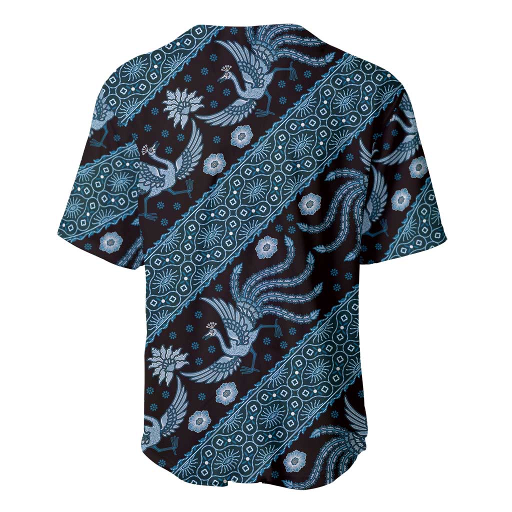 Indonesia Batik Pattern Baseball Jersey Blue Version - Wonder Print Shop