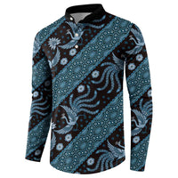 Indonesia Batik Pattern Button Sweatshirt Blue Version - Wonder Print Shop
