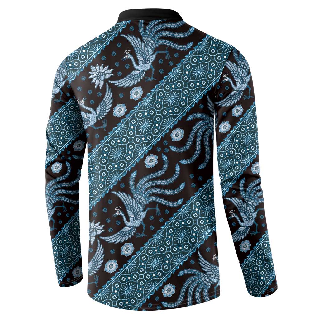 Indonesia Batik Pattern Button Sweatshirt Blue Version - Wonder Print Shop
