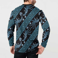 Indonesia Batik Pattern Button Sweatshirt Blue Version - Wonder Print Shop