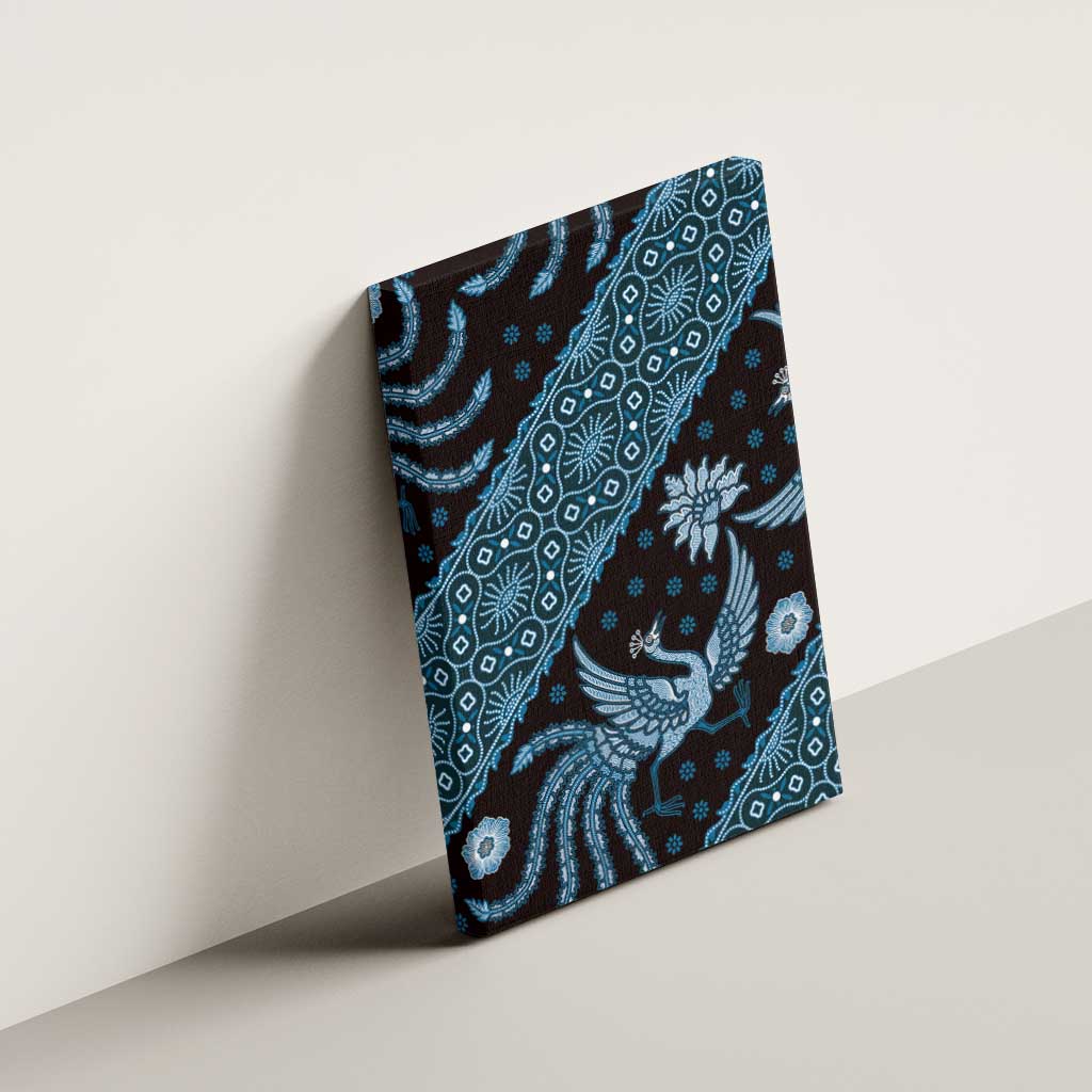 Indonesia Batik Pattern Canvas Wall Art Blue Version - Wonder Print Shop