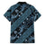 Indonesia Batik Pattern Family Matching Off Shoulder Short Dress and Hawaiian Shirt Blue Version - Wonder Print Shop