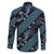 Indonesia Batik Pattern Family Matching Off Shoulder Short Dress and Hawaiian Shirt Blue Version - Wonder Print Shop