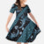 Indonesia Batik Pattern Family Matching Summer Maxi Dress and Hawaiian Shirt Blue Version - Wonder Print Shop