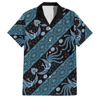 Indonesia Batik Pattern Family Matching Tank Maxi Dress and Hawaiian Shirt Blue Version - Wonder Print Shop