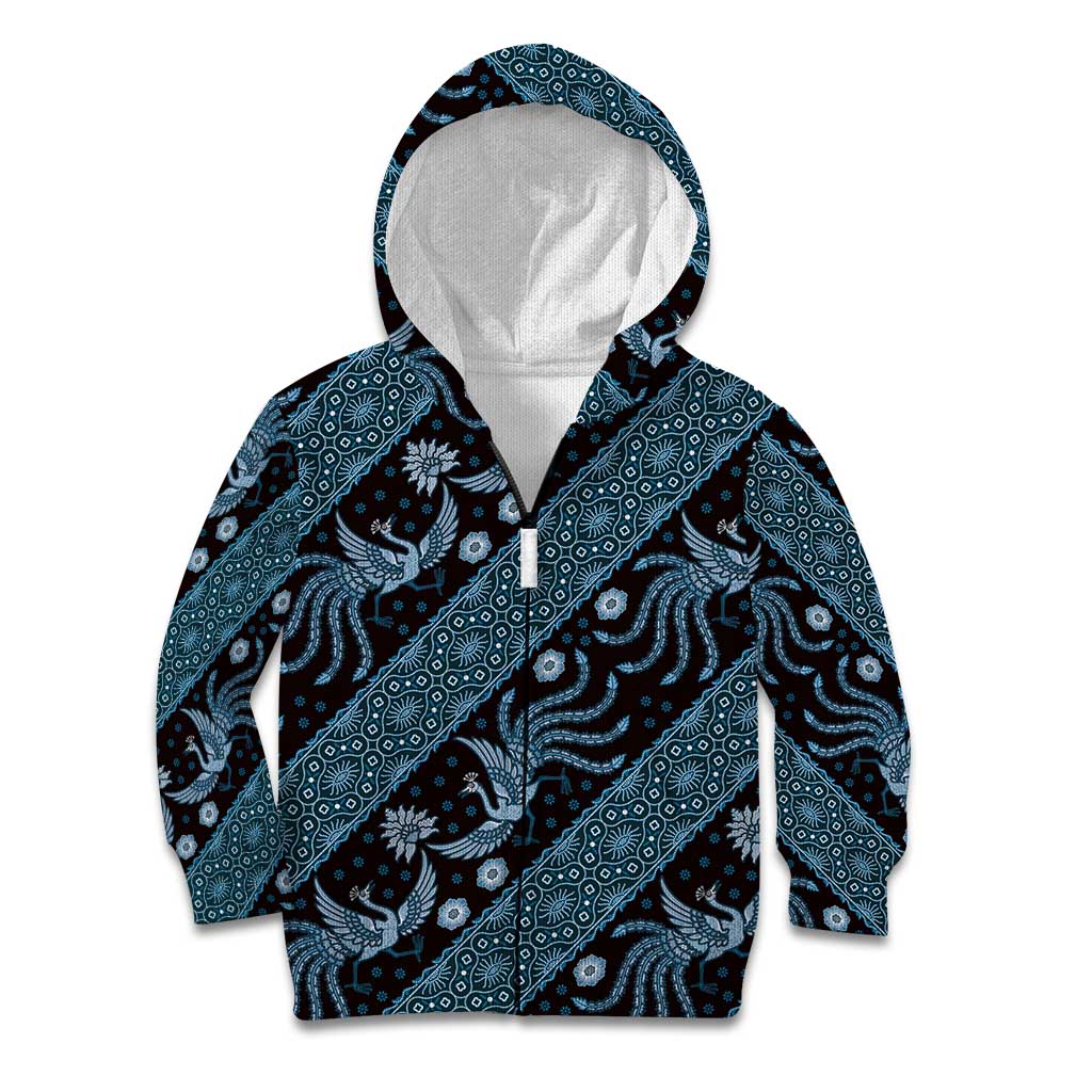 Indonesia Batik Pattern Kid Hoodie Blue Version - Wonder Print Shop