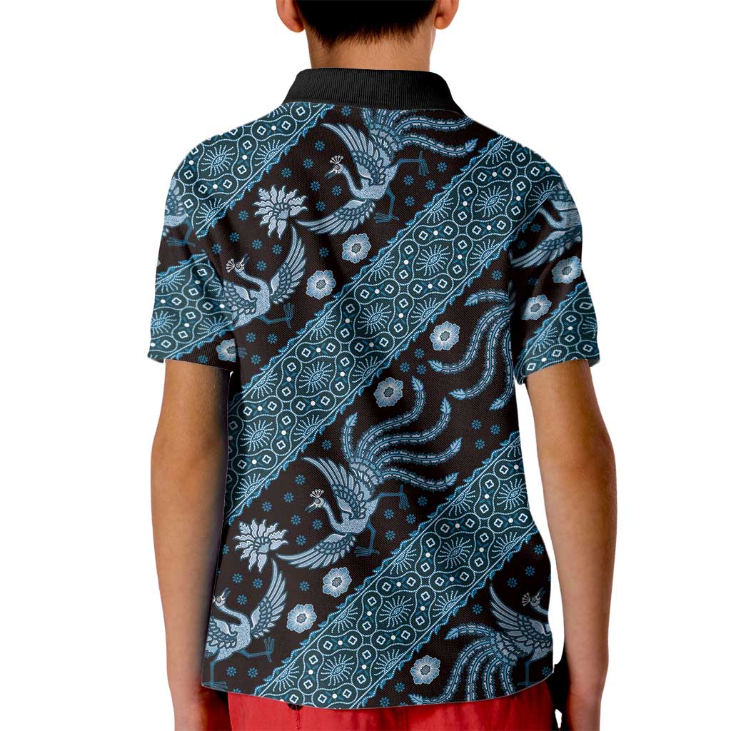 Indonesia Batik Pattern Kid Polo Shirt Blue Version - Wonder Print Shop