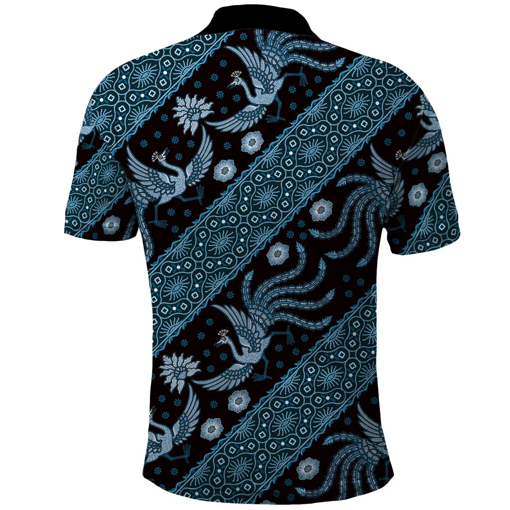 Indonesia Batik Pattern Polo Shirt Blue Version - Wonder Print Shop