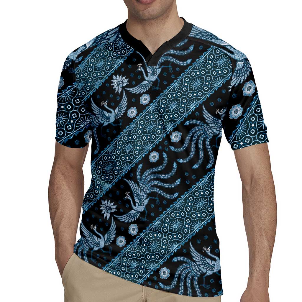 Indonesia Batik Pattern Rugby Jersey Blue Version - Wonder Print Shop