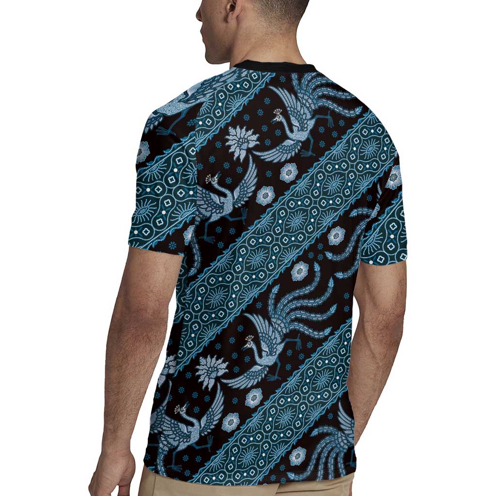 Indonesia Batik Pattern Rugby Jersey Blue Version - Wonder Print Shop