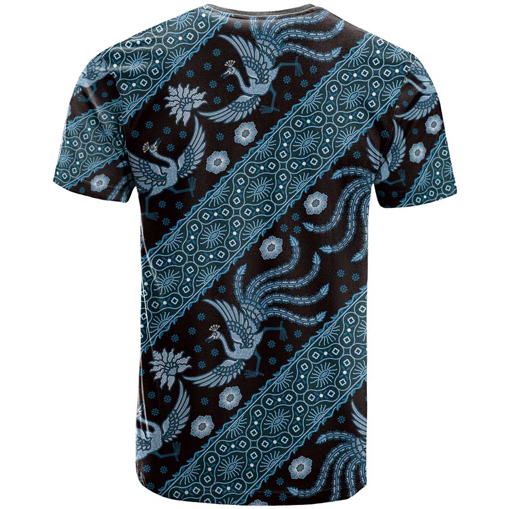 Indonesia Batik Pattern T Shirt Blue Version - Wonder Print Shop