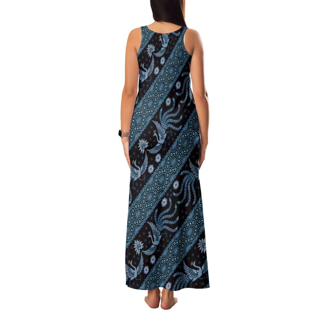 Indonesia Batik Pattern Tank Maxi Dress Blue Version - Wonder Print Shop