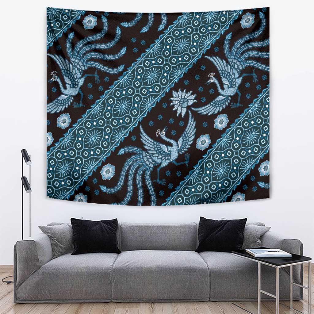 Indonesia Batik Pattern Tapestry Blue Version - Wonder Print Shop