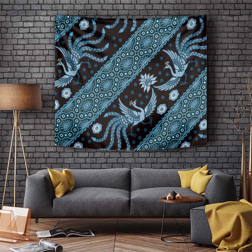 Indonesia Batik Pattern Tapestry Blue Version - Wonder Print Shop