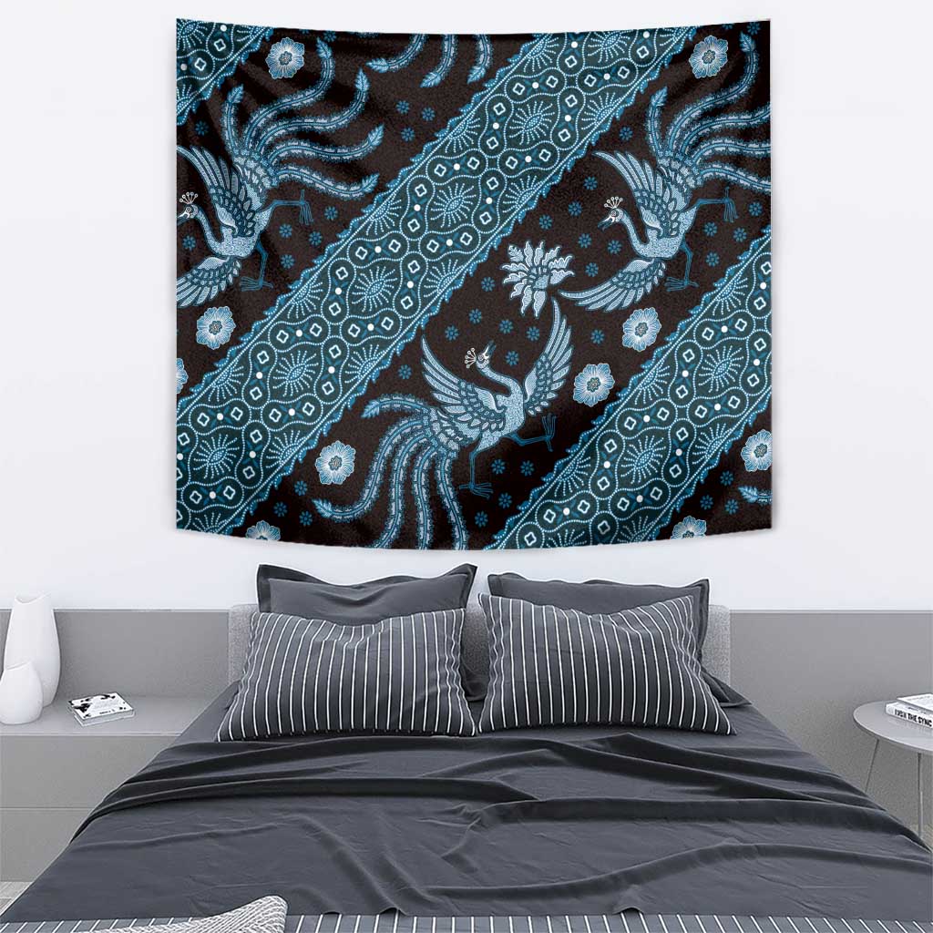 Indonesia Batik Pattern Tapestry Blue Version - Wonder Print Shop