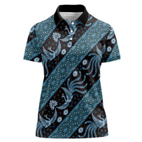 Indonesia Batik Pattern Women Polo Shirt Blue Version - Wonder Print Shop