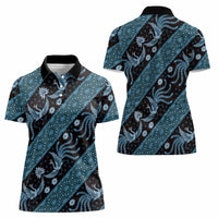 Indonesia Batik Pattern Women Polo Shirt Blue Version - Wonder Print Shop